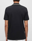Hugo Boss Mens Striped Collar Polo Shirt Black