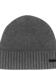Hugo Boss Mens Metal plate Logo Beanie Grey