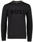 Hugo Boss Mens Classic Suede Logo Sweater Black