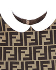 Fendi Baby Girls Collar Dress FF Print Brown