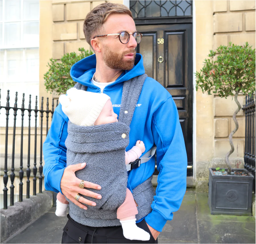 Bizzi Growin NOMAD Baby Carrier Charcoal Sherpa Fleece Maison Threads