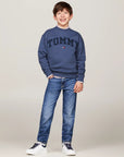 Tommy Hilfiger Varsity Logo Crew Neck Sweatshirt Blue