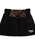 Fendi Girls Reversible Black & Monogram Print Skirt