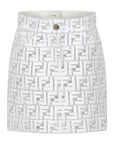 Fendi Girls Metallic Silver FF All Over Skirt