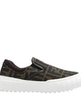 Fendi Unisex FF Logo Slip Ons Brown