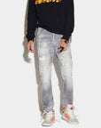 Dsquared2 Mens Washed Skater Jeans Light Grey