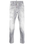 Dsquared2 Mens Washed Skater Jeans Light Grey