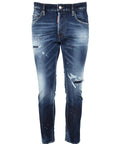 Dsquared2 Mens Washed Skater Jeans Blue