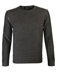 Dsquared2 Men's Knit Pullover With Denim Sleeves Grey