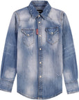 Dsquared2 Boys Denim Shirt Blue