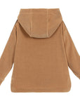 Fendi Boys Velvet Velour Logo Hoodie Beige