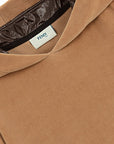 Fendi Boys Velvet Velour Logo Hoodie Beige