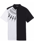 Neil Barrett Men's Half Sleeve Thunderbolt Shirt White & Black