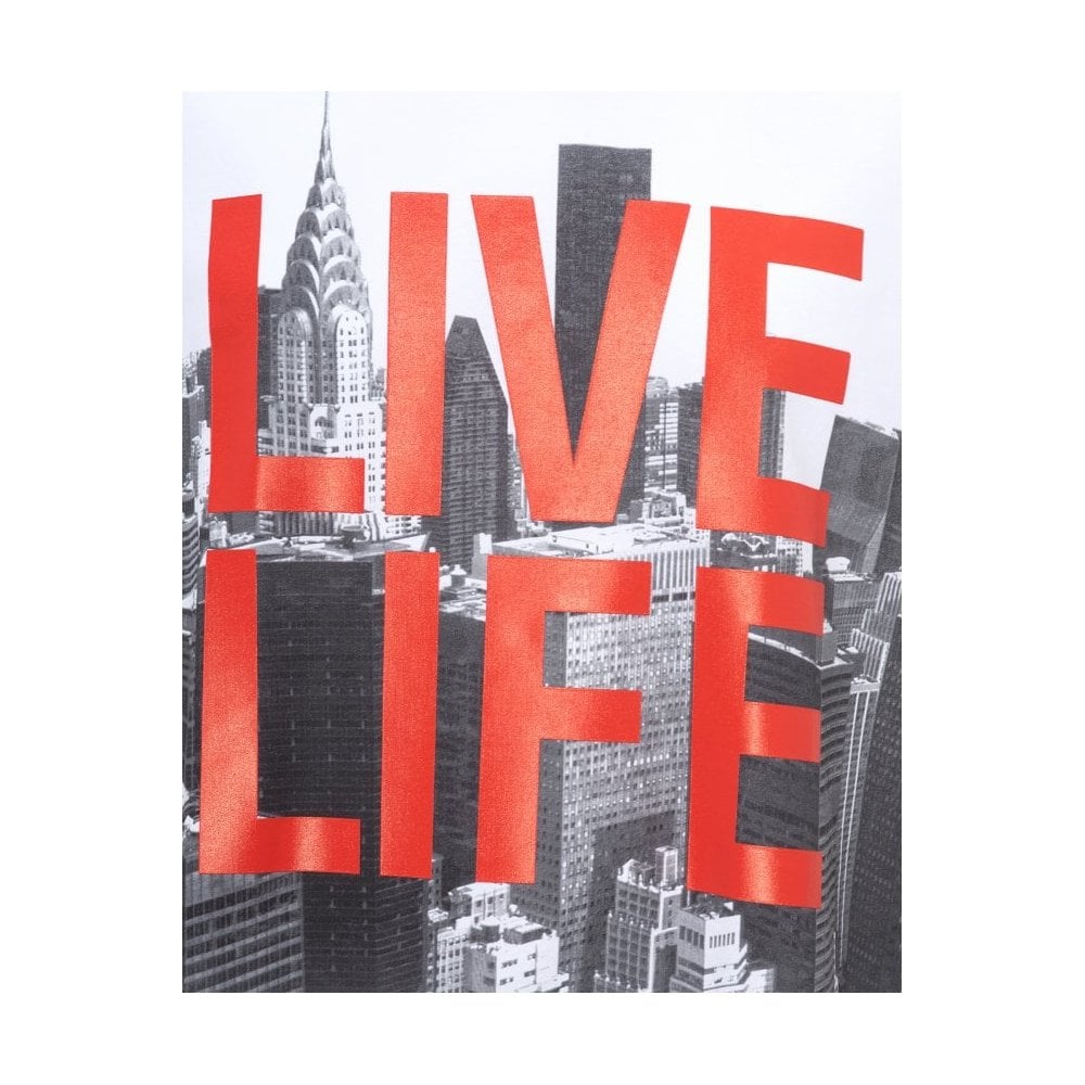 Neil Barrett Men&#39;s Live Life T-shirt White