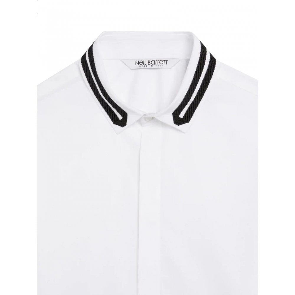 Neil Barrett Men&#39;s Collar Stripe Shirt White
