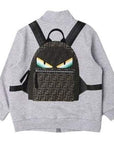 Fendi Boys Zip Top With 3D Backpack Print Grey