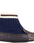 Fendi Unisex Baby Monogram Ballerina Slip-On Sock Shoes Navy