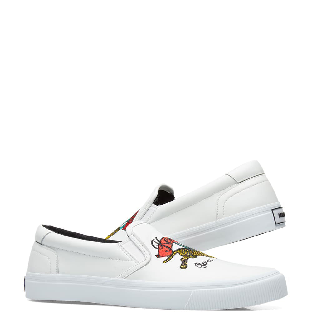 Kenzo Men s Jumping Tiger Slip Ons White