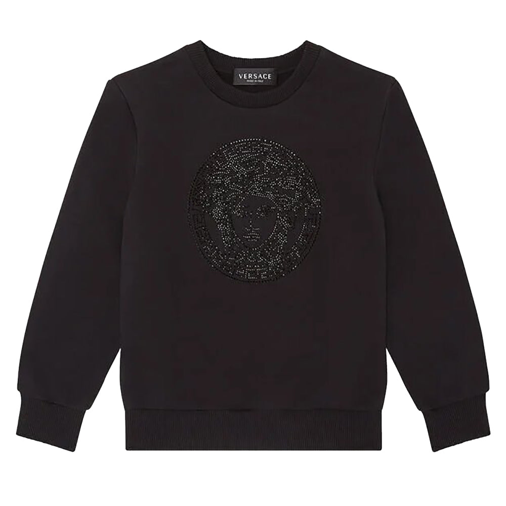 Versace Kids Unisex Crystal Medusa Sweatshirt Black Maison Threads