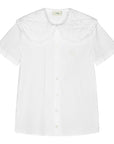 Fendi Girls Cotton Poplin Logo Blouse White