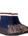 Fendi Unisex Baby Monogram Ballerina Slip-On Sock Shoes Navy