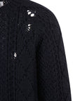 Maison Margiela Mens Distressed Cable Knit Jumper Navy