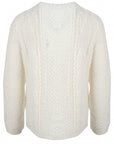 Maison Margiela Mens Distressed Cable Knit Jumper Cream