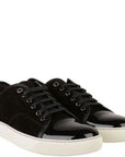 Lanvin Men's Suede And Patent Low Top Sneakers Black
