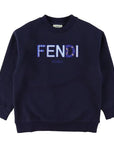 Fendi Unisex Kids Logo Sweater Navy