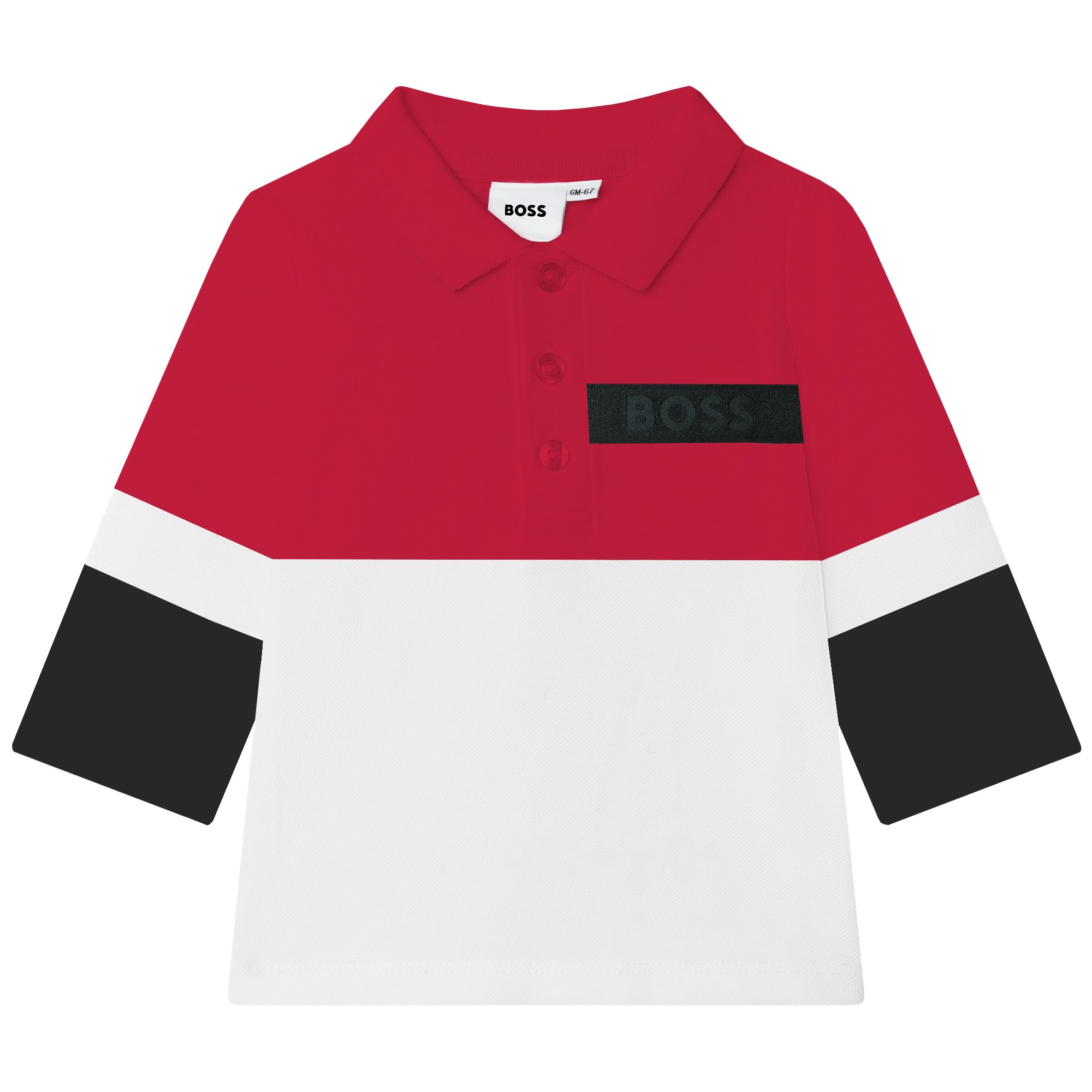 Hugo Boss Boys Embossed Chest Logo Polo Shirt Red