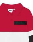 Hugo Boss Boys Embossed Chest Logo Polo Shirt Red