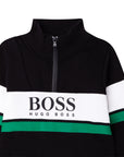 Hugo Boss Boys Black Cotton Zip-Up Top