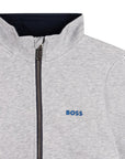 Hugo Boss Boys Logo Zip Top Grey