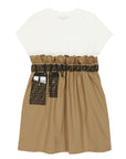Fendi Girls FF Paper Bag Print Dress Beige