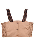 Fendi Girls FF Strap Top Beige