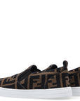 Fendi Kids Unisex Ff Logo Slip Ons Brown