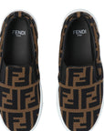 Fendi Kids Unisex Ff Logo Slip Ons Brown