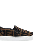 Fendi Kids Unisex Ff Logo Slip Ons Brown