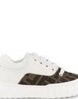 Fendi Kids Unisex Ff Print Leather Sneakers White