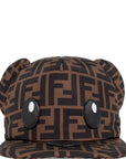 Fendi Unisex FF Print Bear Cap Brown