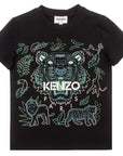 Kenzo Boys Tiger print T-Shirt Black