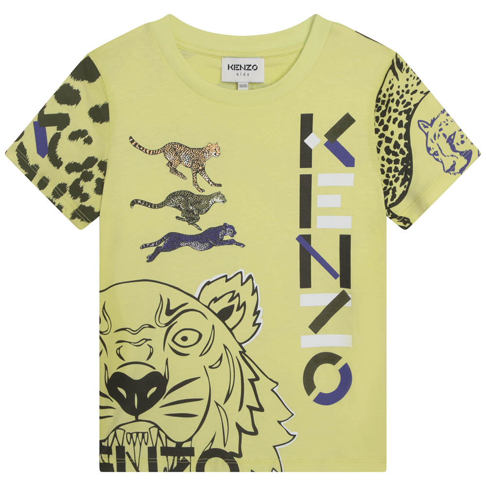 Kenzo Boys Tiger T shirt Lime Green