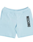 Moschino Baby Unisex Logo Print Shorts Blue
