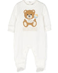 Moschino Baby Unisex Teddy Print Babygrow White