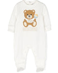 Moschino Baby Unisex Teddy Print Babygrow White