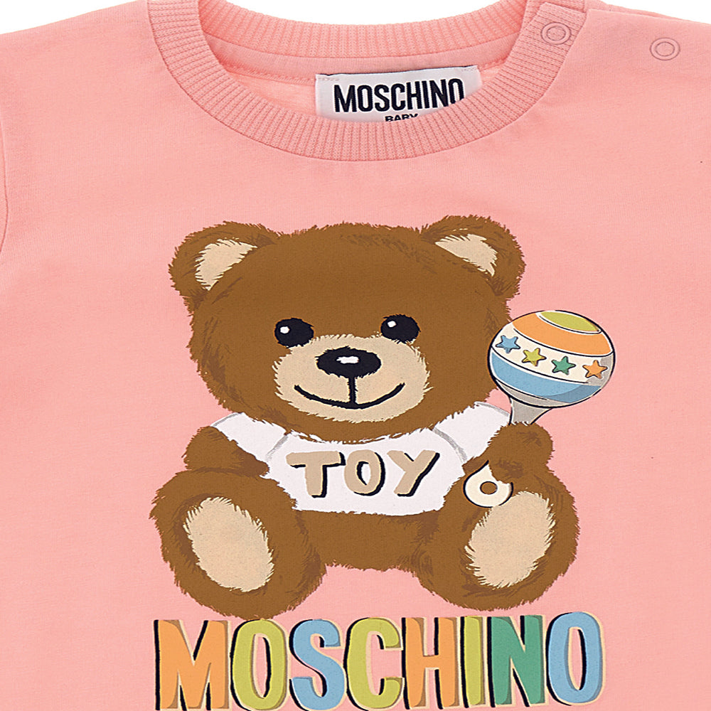 Moschino Baby Girls Teddy Bear Print Romper Pink
