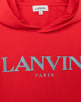 Lanvin Girls Sparkle Embroidered Hoodie Red