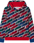Lanvin Boys All Over Logo Print Hoodie Red