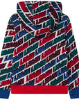 Lanvin Boys All Over Logo Print Hoodie Red