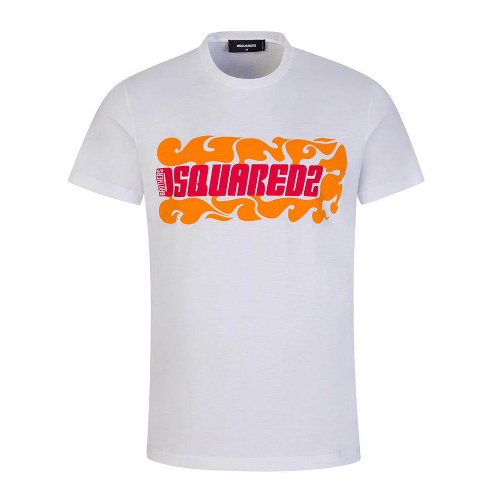Dsquared2 Mens Wave Logo Cigar T-shirt White